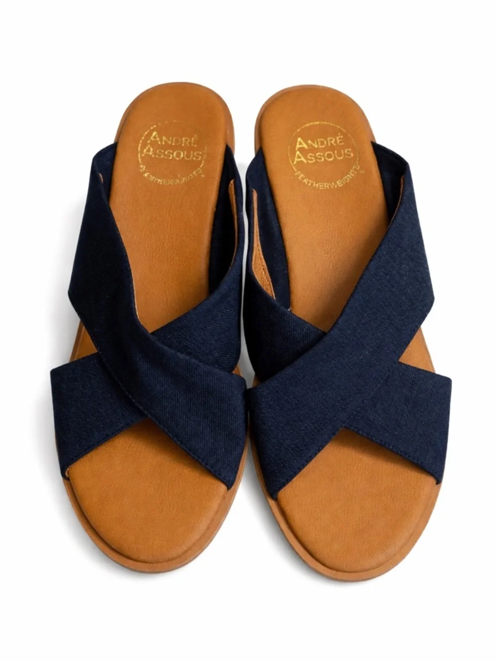 Andre Assous Bryana Featherweight Navy Crisscross Wedge Sandal NWT